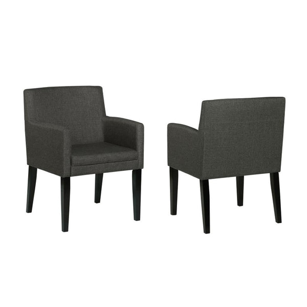 English Elm Set Of 2 Charcoal Grey Upholstered Dining Arm Chairs For Stylish Comfort And Modern Elegance B016P227286-GIGA