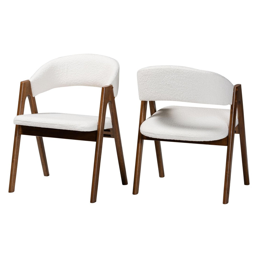 Baxton Studio Baxton Studio Virden Boucle Dining Chair Set of 2 - Mid-Century Modern Comfort & Style for Dining Virden-White Boucle/Walnut-DC
