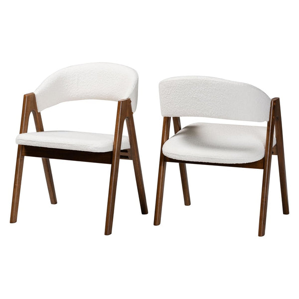 Baxton Studio Baxton Studio Virden Boucle Dining Chair Set of 2 - Mid-Century Modern Comfort & Style for Dining Virden-White Boucle/Walnut-DC