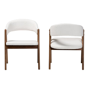 Baxton Studio Baxton Studio Virden Boucle Dining Chair Set of 2 - Mid-Century Modern Comfort & Style for Dining Virden-White Boucle/Walnut-DC