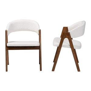Baxton Studio Baxton Studio Virden Boucle Dining Chair Set of 2 - Mid-Century Modern Comfort & Style for Dining Virden-White Boucle/Walnut-DC