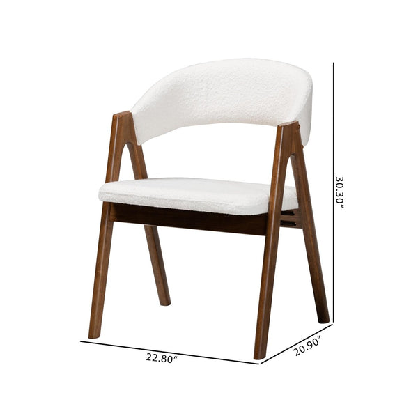 Baxton Studio Baxton Studio Virden Boucle Dining Chair Set of 2 - Mid-Century Modern Comfort & Style for Dining Virden-White Boucle/Walnut-DC