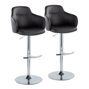 English Elm Contemporary Swivel Barstools Set of 2 Adjustable Chrome Base Faux Leather Bucket Seats B202S00747