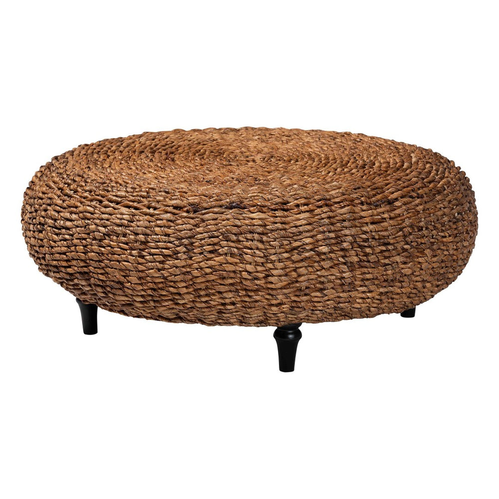 Baxton Studio bali Riau Handwoven Seagrass Coffee Table – Round Natural Wicker Table for Bohemian Home Décor Riau-Natural Antique-CT