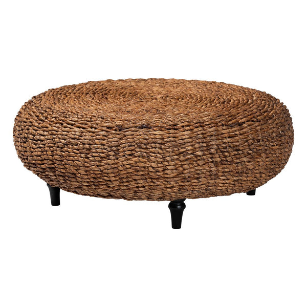 Baxton Studio bali Riau Handwoven Seagrass Coffee Table – Round Natural Wicker Table for Bohemian Home Décor Riau-Natural Antique-CT