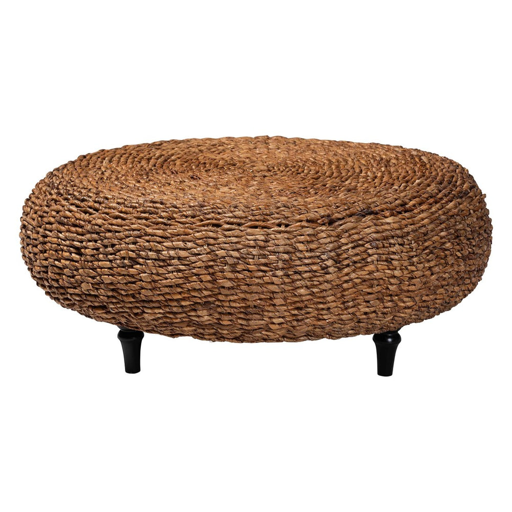 Baxton Studio bali Riau Handwoven Seagrass Coffee Table – Round Natural Wicker Table for Bohemian Home Décor Riau-Natural Antique-CT