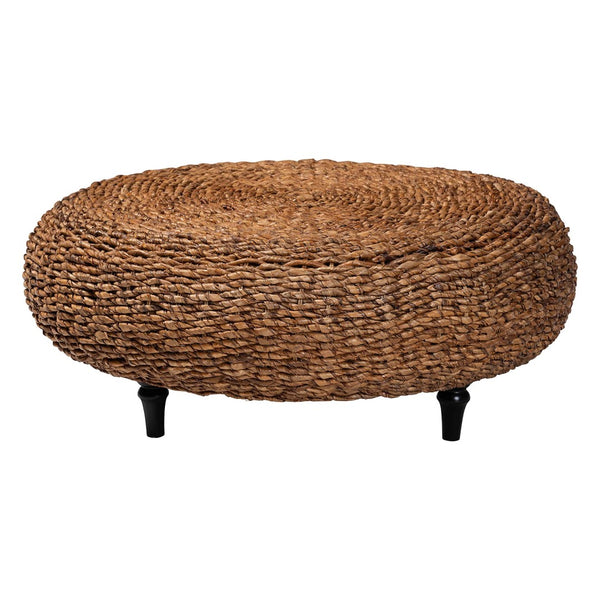 Baxton Studio bali Riau Handwoven Seagrass Coffee Table – Round Natural Wicker Table for Bohemian Home Décor Riau-Natural Antique-CT