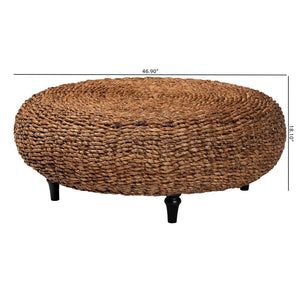 Baxton Studio bali Riau Handwoven Seagrass Coffee Table – Round Natural Wicker Table for Bohemian Home Décor Riau-Natural Antique-CT