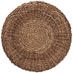 Baxton Studio bali Handwoven Seagrass Storage Ottoman with Lift-Top Lid - Stylish Wicker Trunk for Modern Homes Round Bailey-Natural Brown/Black-Ottoman