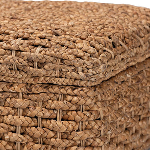 Baxton Studio bali Handwoven Seagrass Storage Ottoman with Lift-Top Lid - Stylish Wicker Trunk for Modern Homes Square Kaya-Natural Brown/Black-Ottoman