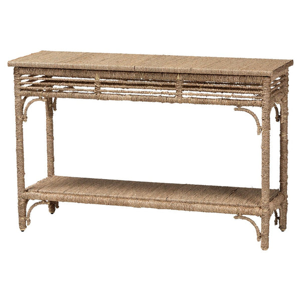 Baxton Studio bali Handwoven Seagrass Console Table - Rustic Entryway Accent Table with Lower Shelf for Organized Style F248-FT3-Seagrass-Console Table