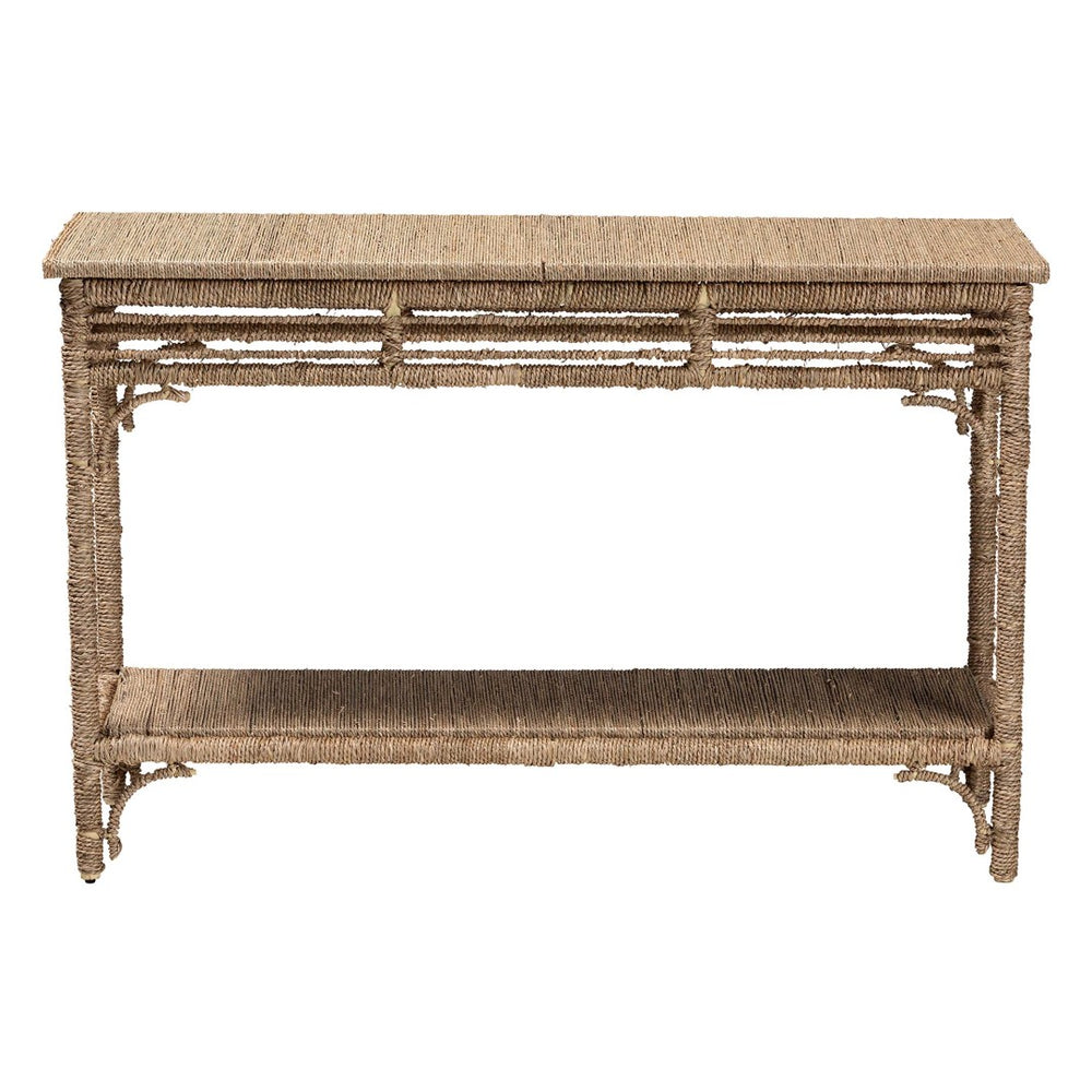Baxton Studio bali Handwoven Seagrass Console Table - Rustic Entryway Accent Table with Lower Shelf for Organized Style F248-FT3-Seagrass-Console Table