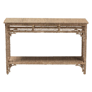 Baxton Studio bali Handwoven Seagrass Console Table - Rustic Entryway Accent Table with Lower Shelf for Organized Style F248-FT3-Seagrass-Console Table