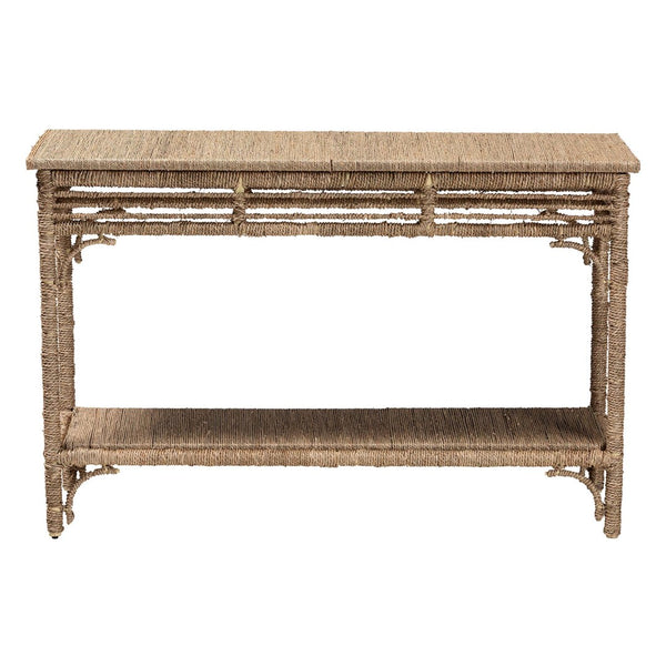 Baxton Studio bali Handwoven Seagrass Console Table - Rustic Entryway Accent Table with Lower Shelf for Organized Style F248-FT3-Seagrass-Console Table