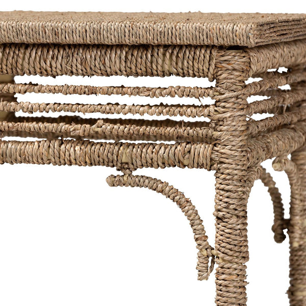 Baxton Studio bali Handwoven Seagrass Console Table - Rustic Entryway Accent Table with Lower Shelf for Organized Style F248-FT3-Seagrass-Console Table