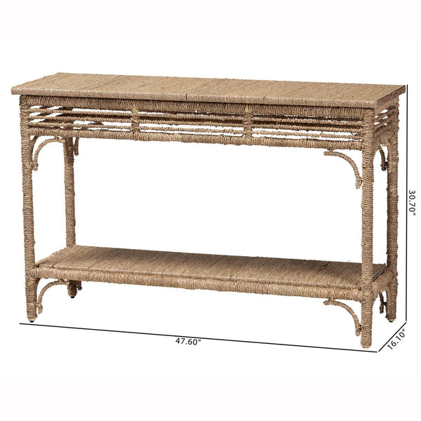 Baxton Studio bali Handwoven Seagrass Console Table - Rustic Entryway Accent Table with Lower Shelf for Organized Style F248-FT3-Seagrass-Console Table