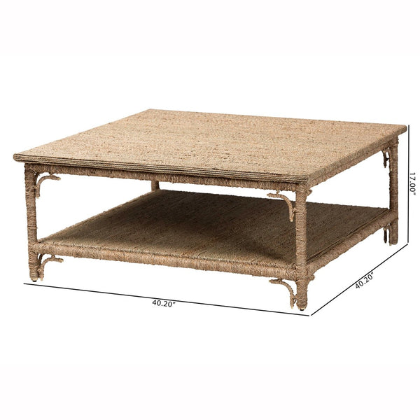 Baxton Studio bali Ganit Handwoven Seagrass Coffee Table - Coastal Boho Centerpiece with Storage & Unique Design F248-FT5-Seagrass-Coffee Table