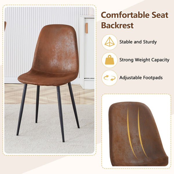 English Elm Table Set With 71" Walnut Grain Dining Table & 8 Brown Techno-Fabric Chairs – Modern Style Upgrade! W1151S04291-GIGA