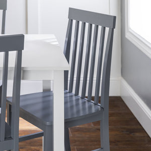 English Elm Walker Edison - Classic Rustic 5-Piece Dining Set with Slat-Back Spindle Chairs, Solid Rubberwood Table, White/Grey Finish - Perfect for Small Kitchens and Farmhouse Style B185P326702