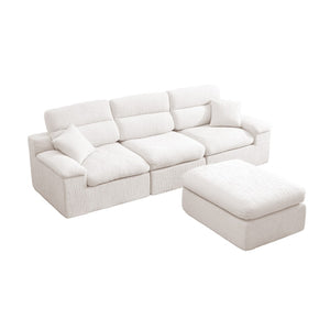 English Elm Corner Chenille Sectional Sleeper Sofa with High Back Support for Apartment Living Beige W5532S00036