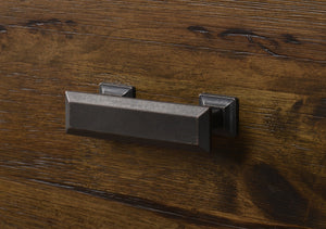 English Elm 1pc Rustic Industrial Five Drawer Chest with Solid Wood Grain, Metal Handles, Sturdy Bedroom Storage Brown 65.59 L x 20.31 W x 43.66 H B011P234684