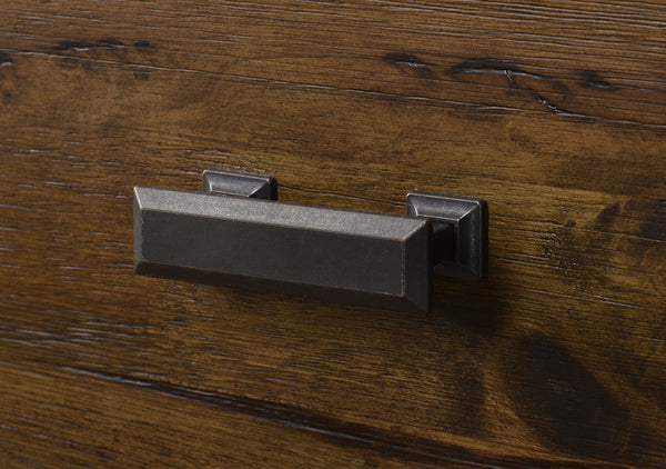 English Elm 1pc Rustic Industrial Five Drawer Chest with Solid Wood Grain, Metal Handles, Sturdy Bedroom Storage Brown 65.59 L x 20.31 W x 43.66 H B011P234684