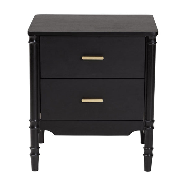 Baxton Studio Baxton Studio Marisela Black Nightstand with Gold Handles - Stylish 2-Drawer Accent Table for Bedrooms MG9014-Black 9990-2DW-NS