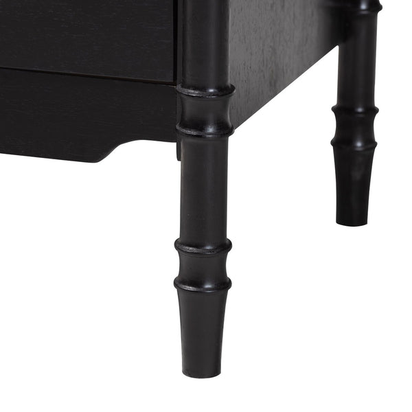 Baxton Studio Baxton Studio Marisela Black Nightstand with Gold Handles - Stylish 2-Drawer Accent Table for Bedrooms MG9014-Black 9990-2DW-NS