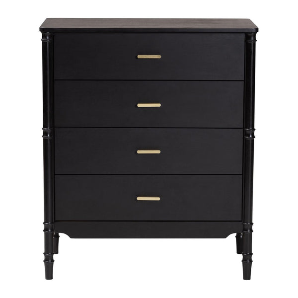 Baxton Studio Baxton Studio Marisela Black Wood Chest of Drawers - Elegant 4-Drawer Dresser with Gold Handles MG9014-Black 9990-4DW-Chest
