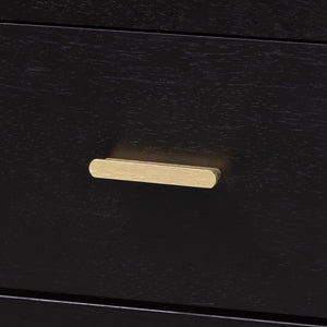 Baxton Studio Baxton Studio Marisela Black Wood Chest of Drawers - Elegant 4-Drawer Dresser with Gold Handles MG9014-Black 9990-4DW-Chest