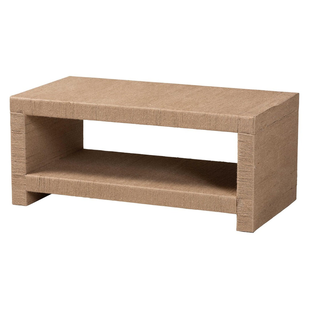 Baxton Studio bali Adaya Handwoven Jute Coffee Table - Chic Rectangular Center Table with Open Shelf Storage & Style F248-FT11-Seagrass-Rectangular-Coffee Table