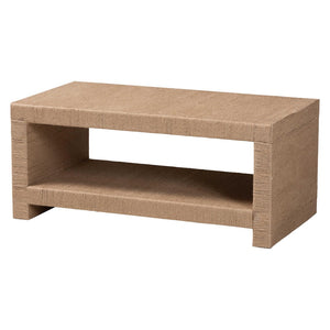 Baxton Studio bali Adaya Handwoven Jute Coffee Table - Chic Rectangular Center Table with Open Shelf Storage & Style F248-FT11-Seagrass-Rectangular-Coffee Table