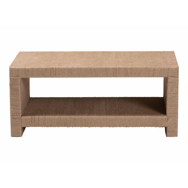 Baxton Studio bali Adaya Handwoven Jute Coffee Table - Chic Rectangular Center Table with Open Shelf Storage & Style F248-FT11-Seagrass-Rectangular-Coffee Table