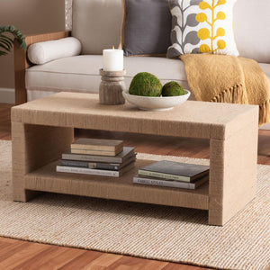 Baxton Studio bali Adaya Handwoven Jute Coffee Table - Chic Rectangular Center Table with Open Shelf Storage & Style F248-FT11-Seagrass-Rectangular-Coffee Table