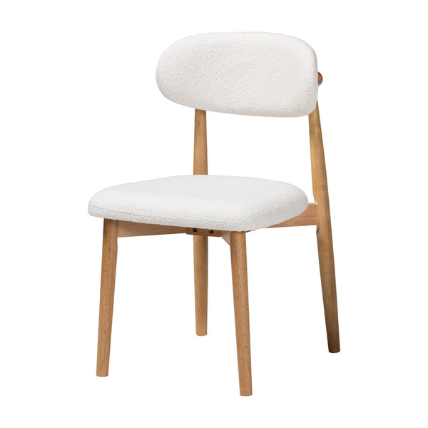 Baxton Studio Baxton Studio Wattsu 5-Piece Dining Set - Japandi Elegance with Solid Wood Table & Boucle Chairs Wattsu-White Boucle/Natural-5PC Dining Set