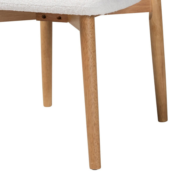 Baxton Studio Baxton Studio Emily 5-Piece Dining Set - Chic Mid-Century Modern Table & Boucle Chairs, Natural Style Emily-White Boucle/Natural-5PC Dining Set
