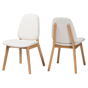 Baxton Studio Baxton Studio Hudson Boucle Dining Chair Set of 2 - Stylish Mid-Century Ergonomic Design for Comfort Hudson-White Boucle/Natural-DC