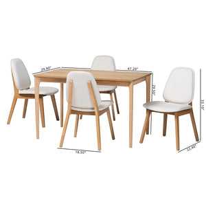 Baxton Studio Baxton Studio Hudson 5-Piece Dining Set - Chic Mid-Century Modern Design with Boucle Chairs for Cozy Spaces Hudson-White Boucle/Natural-5PC Dining Set