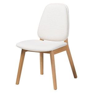 Baxton Studio Baxton Studio Jennica 5-Piece Mid-Century Dining Set - Stylish Solid Wood Table & Comfortable Boucle Chairs Jennica-White Boucle/Natural-5PC Dining Set