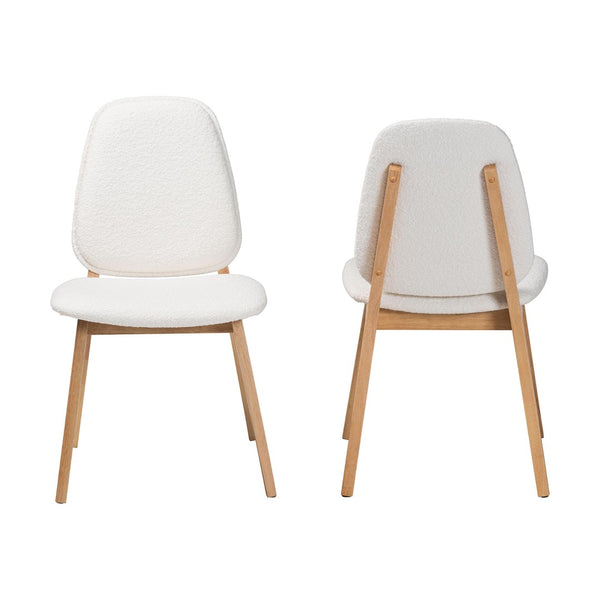 Baxton Studio Baxton Studio Hudson Boucle Dining Chair Set of 2 - Stylish Mid-Century Ergonomic Design for Comfort Hudson-White Boucle/Natural-DC