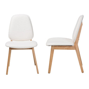 Baxton Studio Baxton Studio Hudson Boucle Dining Chair Set of 2 - Stylish Mid-Century Ergonomic Design for Comfort Hudson-White Boucle/Natural-DC