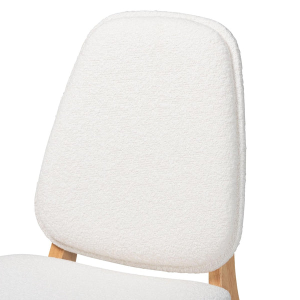 Baxton Studio Baxton Studio Hudson Boucle Dining Chair Set of 2 - Stylish Mid-Century Ergonomic Design for Comfort Hudson-White Boucle/Natural-DC