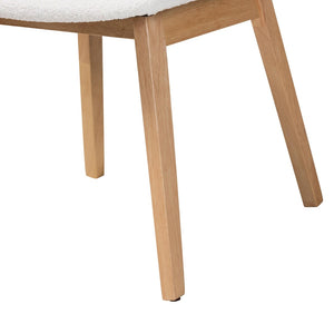 Baxton Studio Baxton Studio Hudson Boucle Dining Chair Set of 2 - Stylish Mid-Century Ergonomic Design for Comfort Hudson-White Boucle/Natural-DC