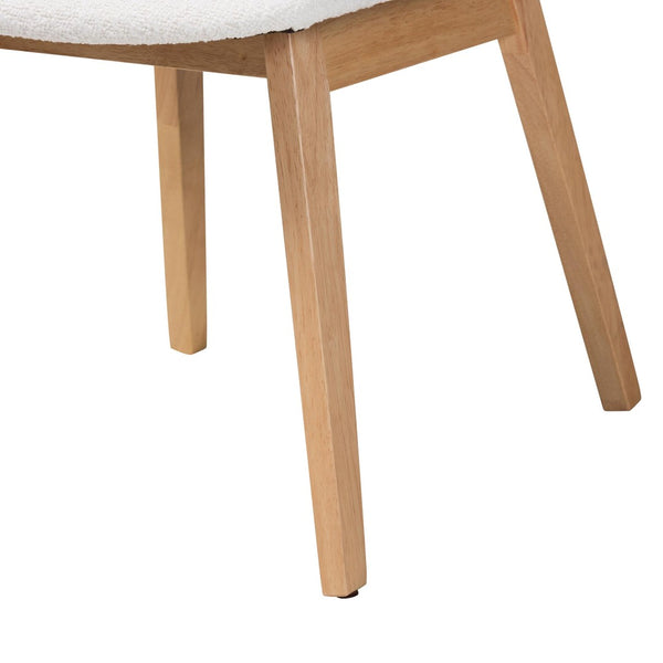 Baxton Studio Baxton Studio Hudson Boucle Dining Chair Set of 2 - Stylish Mid-Century Ergonomic Design for Comfort Hudson-White Boucle/Natural-DC