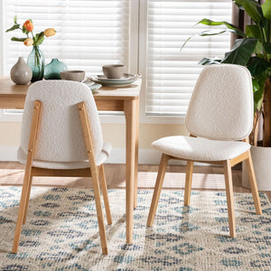 Baxton Studio Baxton Studio Hudson Boucle Dining Chair Set of 2 - Stylish Mid-Century Ergonomic Design for Comfort Hudson-White Boucle/Natural-DC