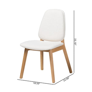 Baxton Studio Baxton Studio Hudson Boucle Dining Chair Set of 2 - Stylish Mid-Century Ergonomic Design for Comfort Hudson-White Boucle/Natural-DC