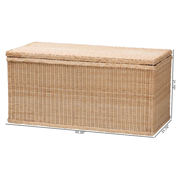Baxton Studio bali Caden Braided Natural Rattan Lift-Top Chest - Stylish Coastal Boho Storage & Seating Solution WS128-Natural Rattan-Storage Bench