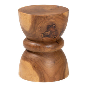 Baxton Studio bali Bali Bancroft Handcrafted Solid Suar Wood Side Table - Unique Hourglass Design for Modern Boho Rooms Suar S/T 002-Natural-Side Table