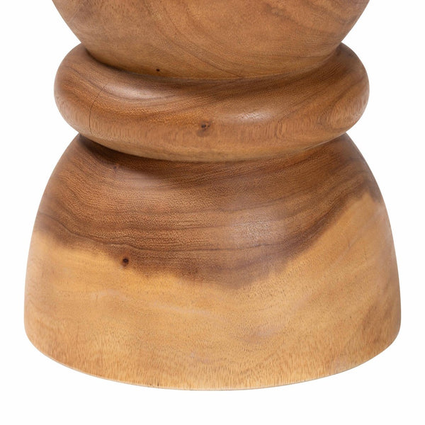 Baxton Studio bali Bali Bancroft Handcrafted Solid Suar Wood Side Table - Unique Hourglass Design for Modern Boho Rooms Suar S/T 002-Natural-Side Table