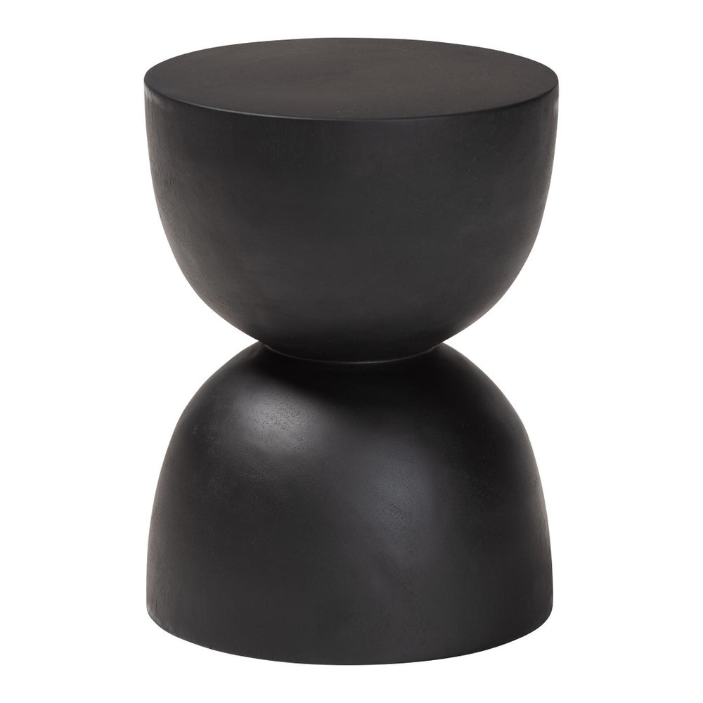 Baxton Studio bali Nomiki Solid Suar Wood Side Table - Hand-Carved Hourglass Accent for Modern Boho Interiors Suar S/T 003-Black-Side Table